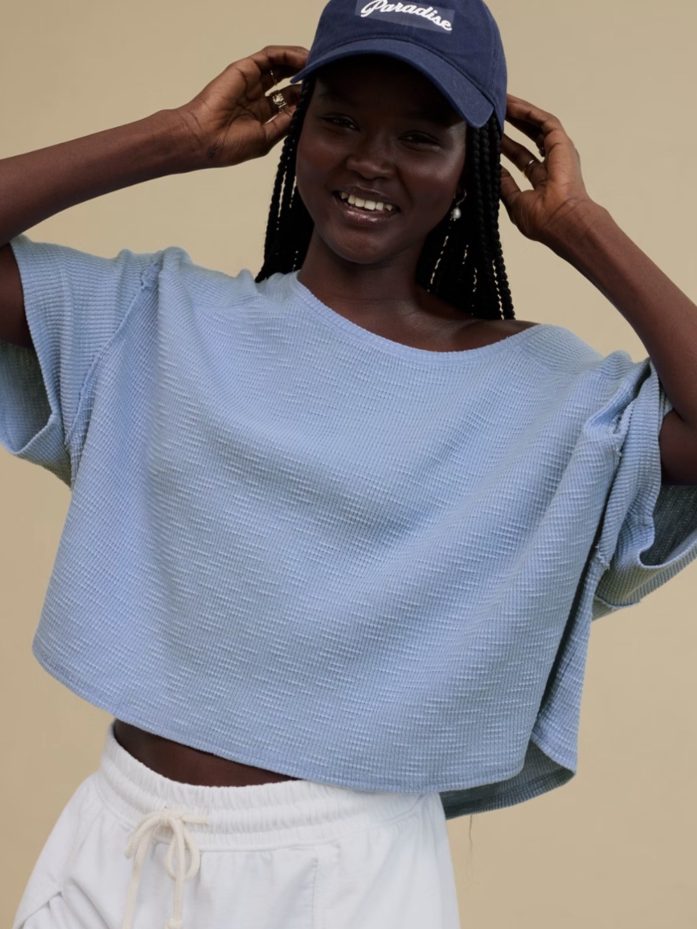 Aerie Cropped Waffle T-Shirt